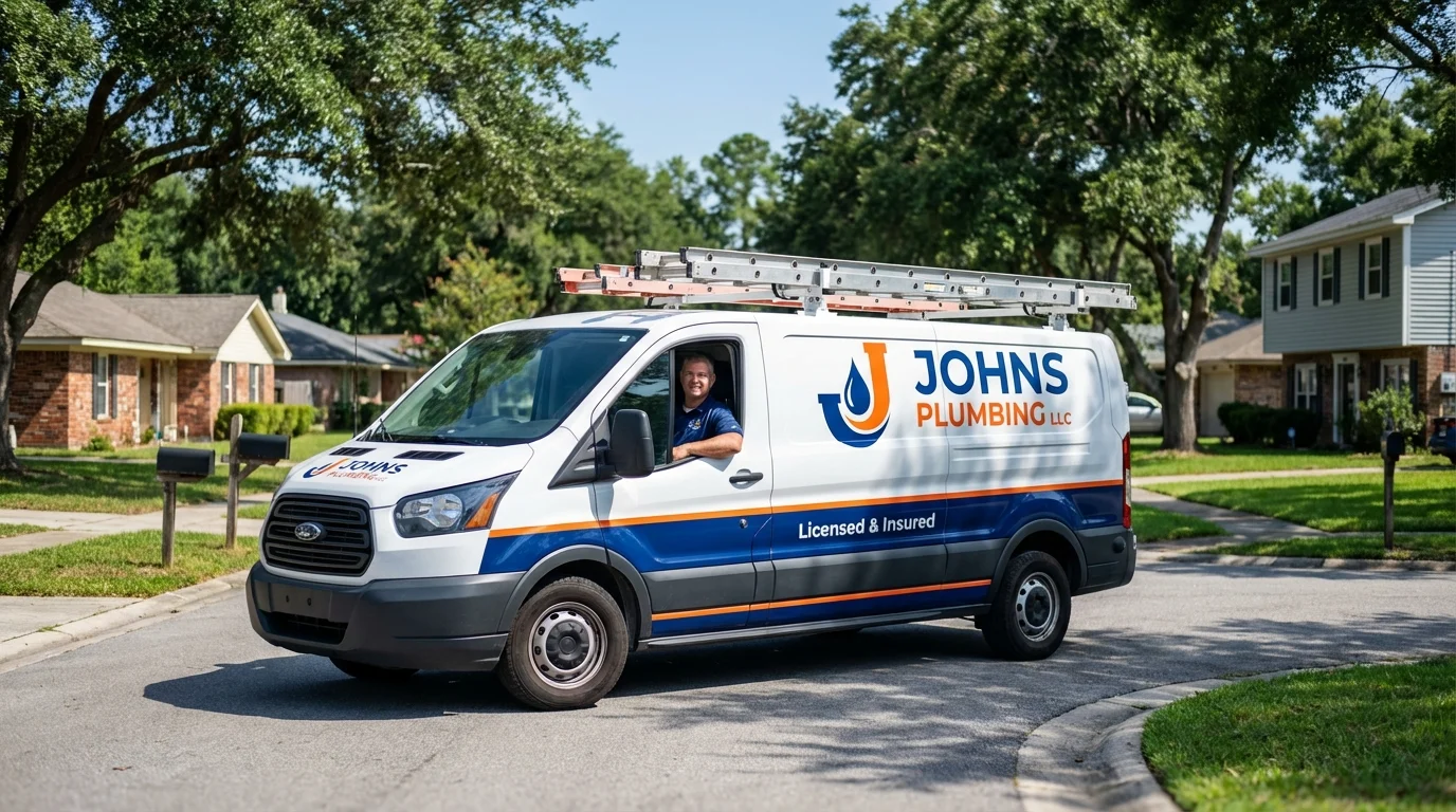 Johns Plumbing LLC service van in Ranchos de Taos, NM
