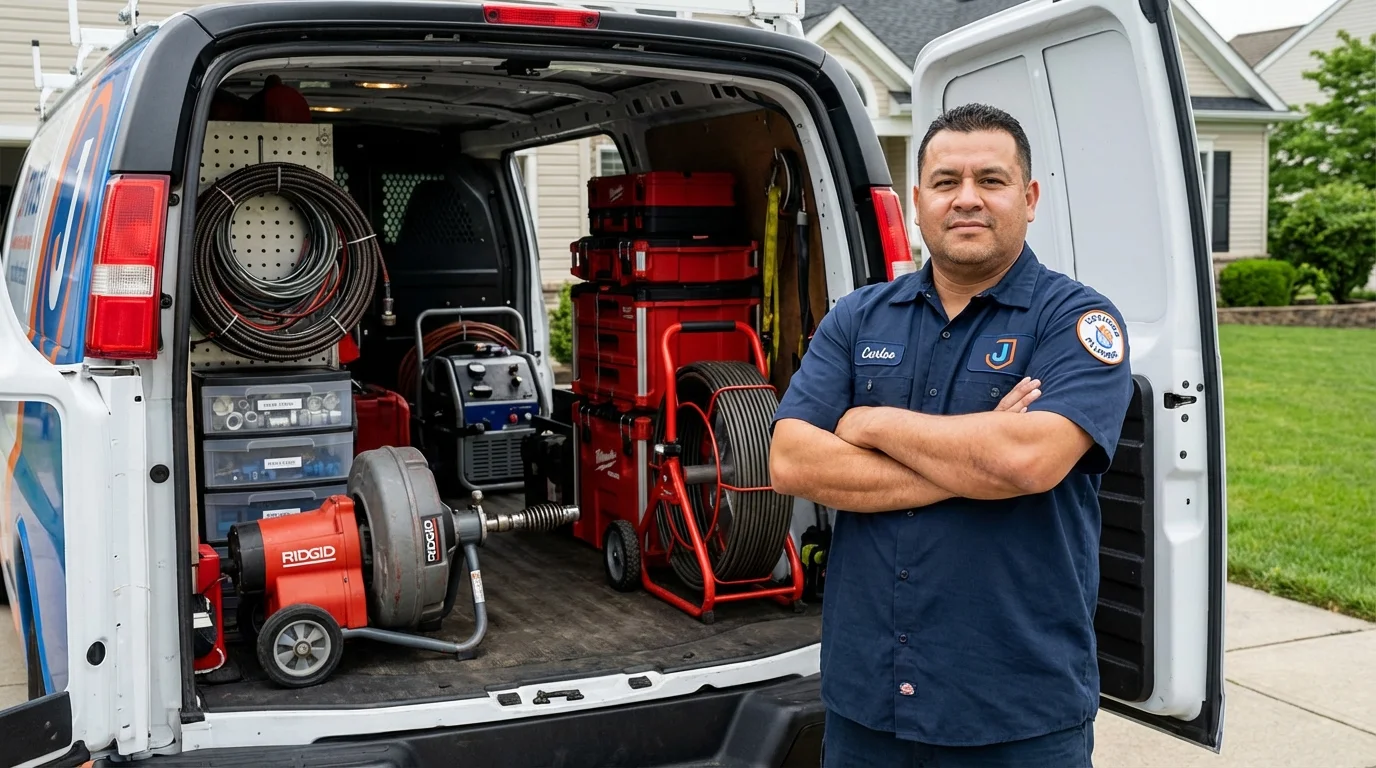 Professional drain cleaning equipment and Johns Plumbing LLC plumber in Ranchos de Taos