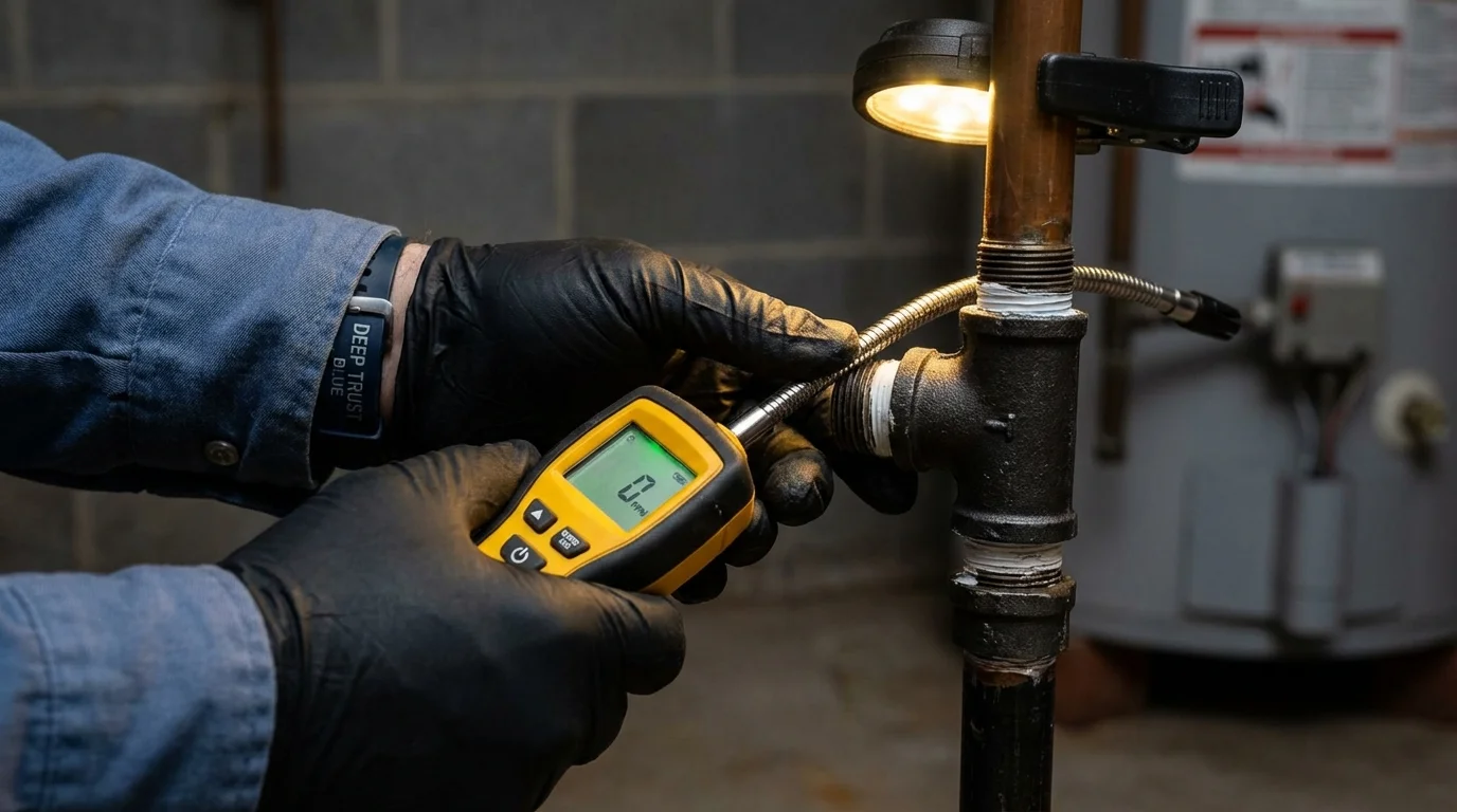 Gas leak detection with electronic sniffer by Johns Plumbing LLC in Ranchos de Taos
