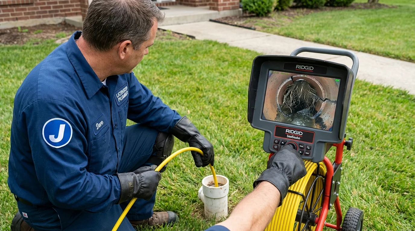 Sewer camera inspection being performed by Johns Plumbing LLC in Ranchos de Taos