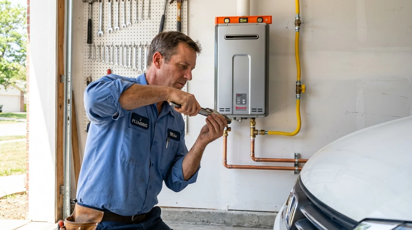 Tankless water heater installation by a Johns Plumbing LLC plumber in Ranchos de Taos